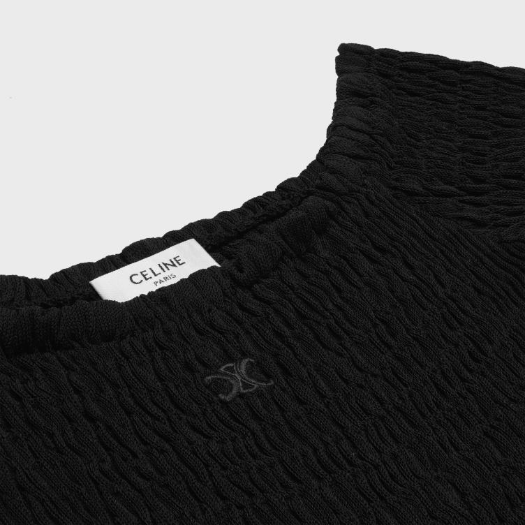 CELINE zwart Triomphe mini-jurk van gaufferde zijde 4TLH8657