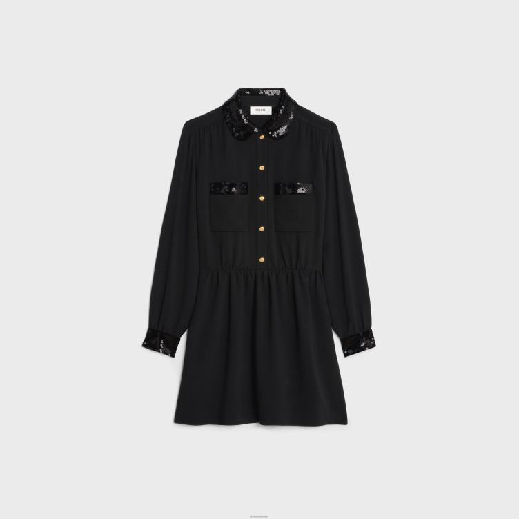 CELINE zwart Werkkleding mini-jurk van viscosemarter 4TLH8652