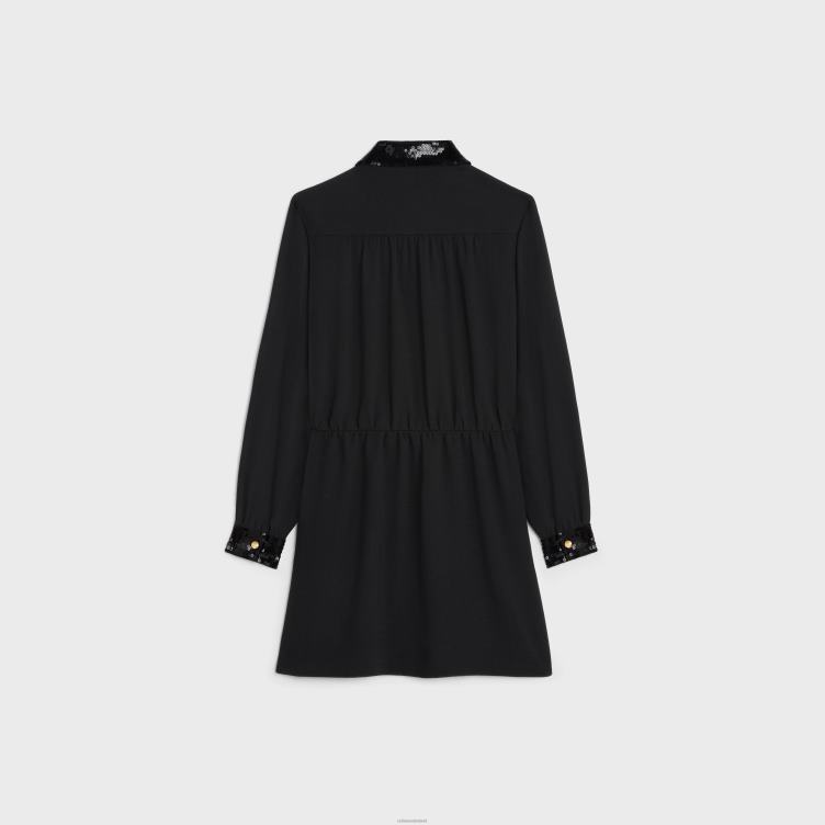 CELINE zwart Werkkleding mini-jurk van viscosemarter 4TLH8652