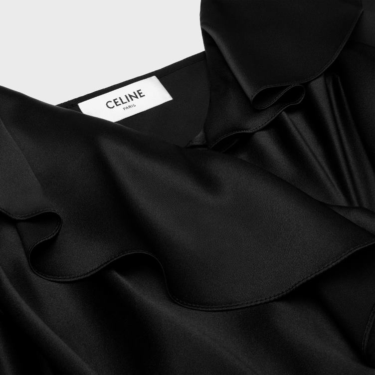 CELINE zwart asymmetrische lingeriejurk van satijnen crêpe 4TLH8805