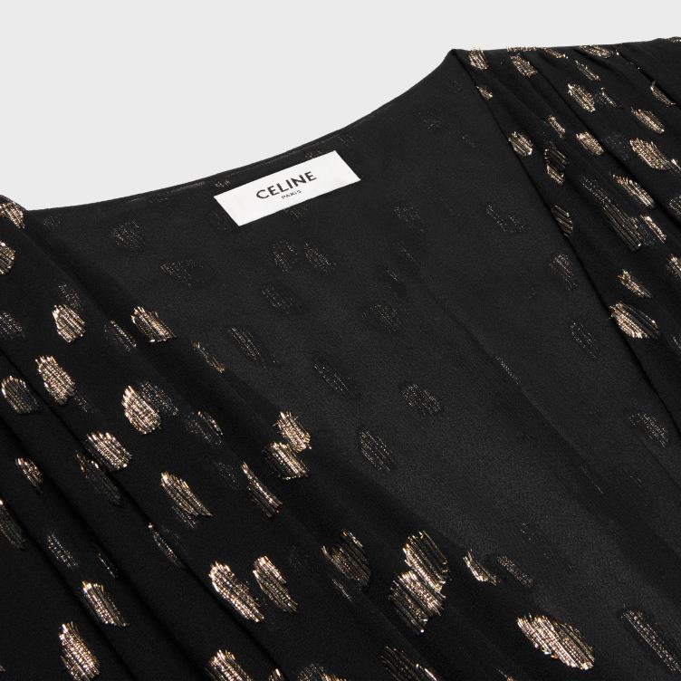 CELINE zwart lange jurk van fil coupe zijde Georgette 4TLH8792