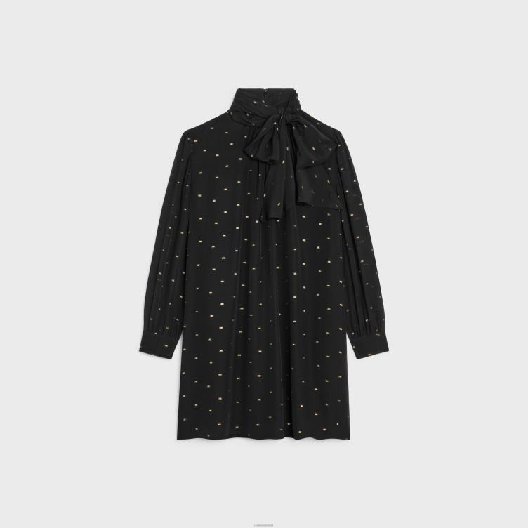 CELINE zwart/of babydolljurkje van zijde Georgette 4TLH8651
