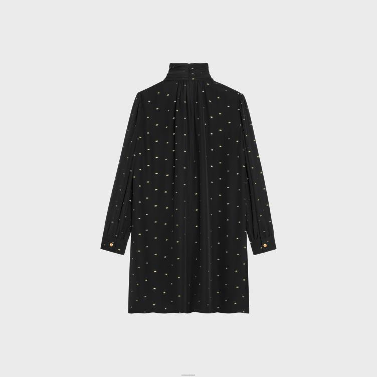 CELINE zwart/of babydolljurkje van zijde Georgette 4TLH8651