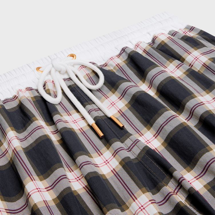 CELINE antraciet/craie/rouge minishort van geruit panama 4TLH8683