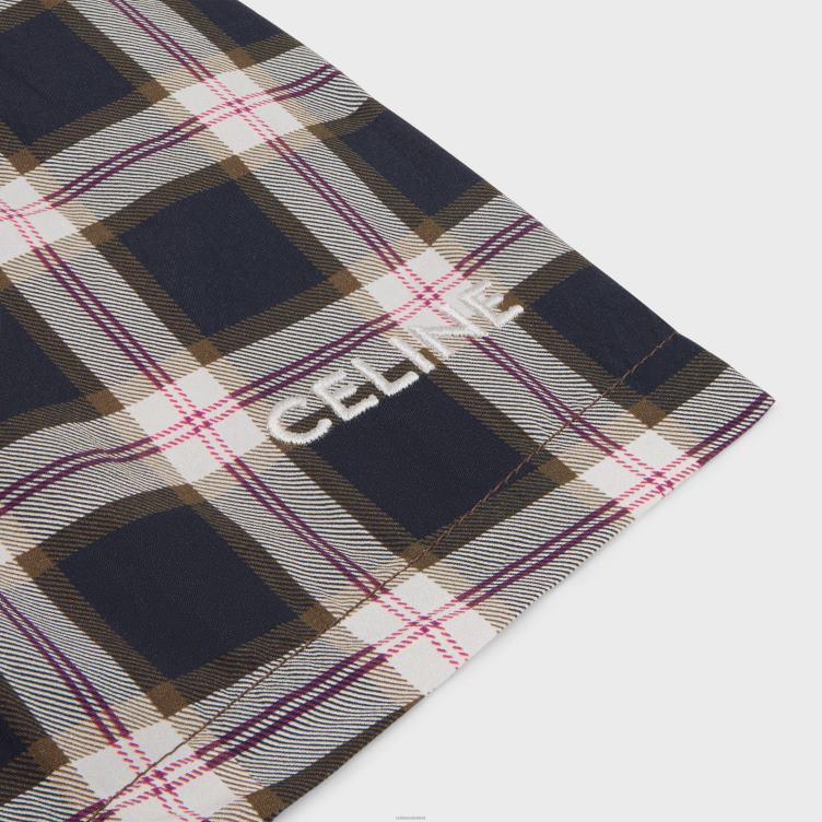 CELINE antraciet/craie/rouge minishort van geruit panama 4TLH8683