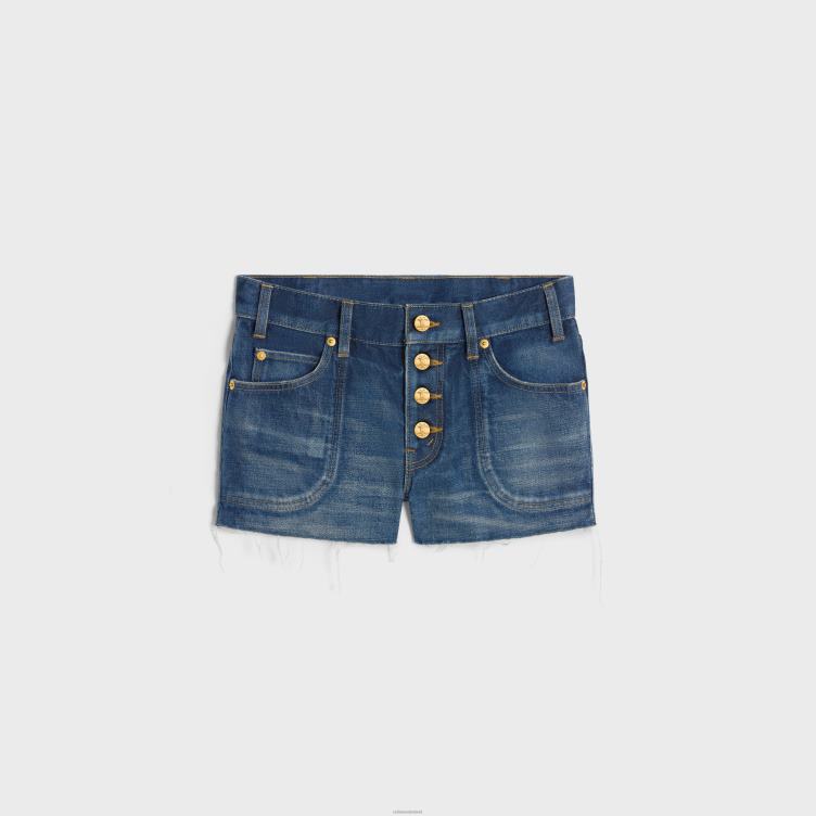 CELINE donkere uniewassing minishort van denim 4TLH8591