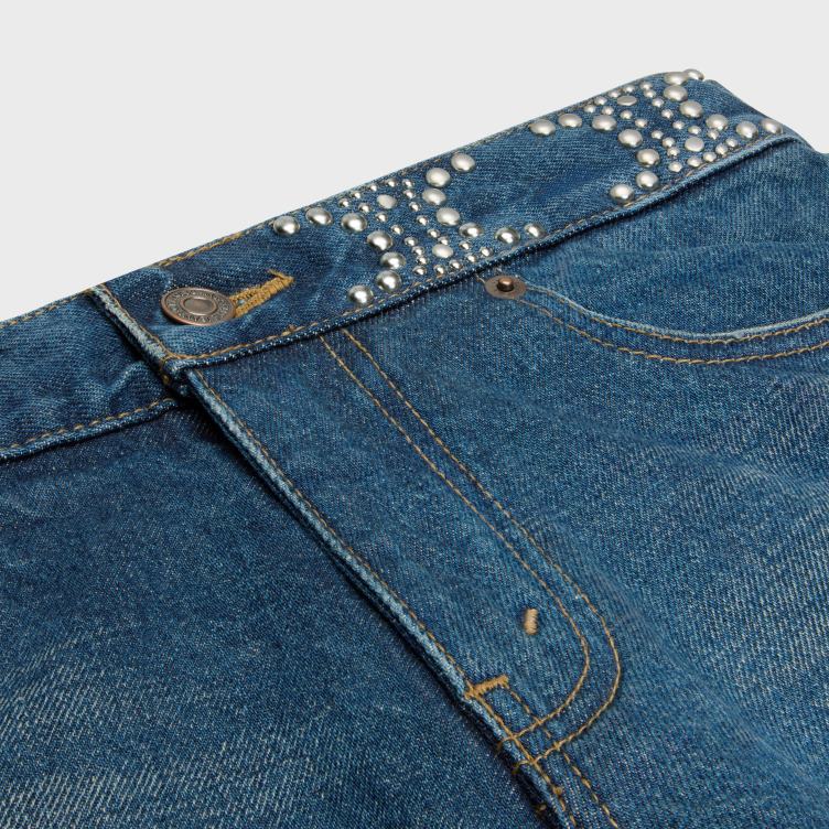 CELINE schone donkere uniewas minishort van denim 4TLH8892