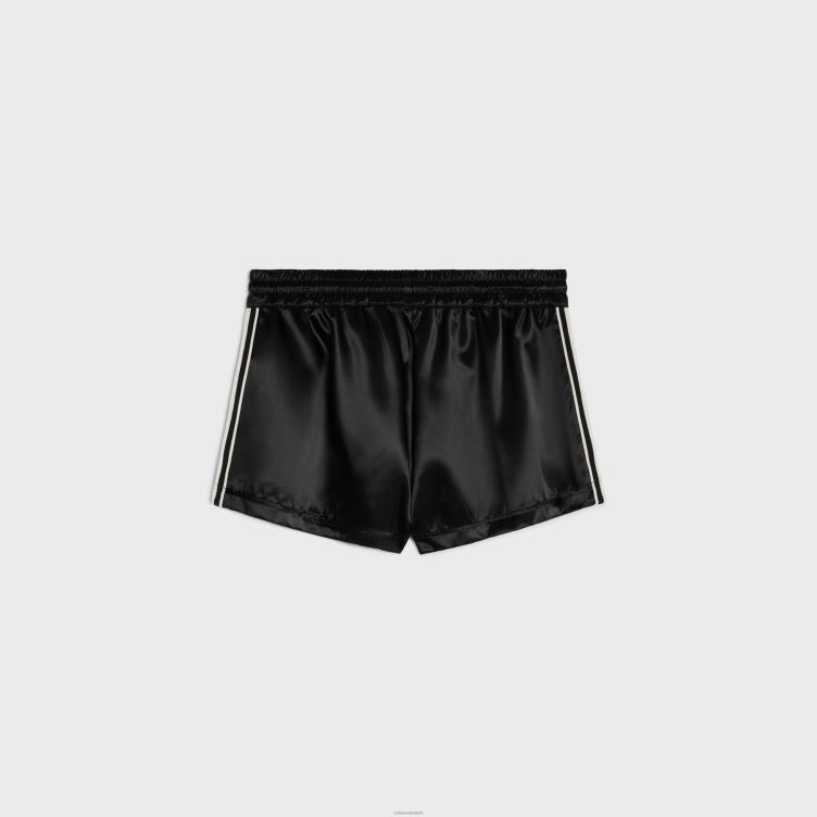 CELINE zwart Mini-trainingsshort van nylon met satijnafwerking 4TLH8592