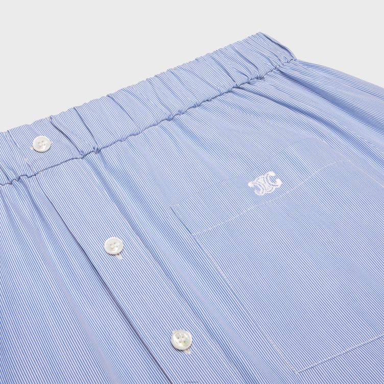 CELINE blanco/marine Off-the-shoulder overhemd van katoenen popeline 4TLH8845