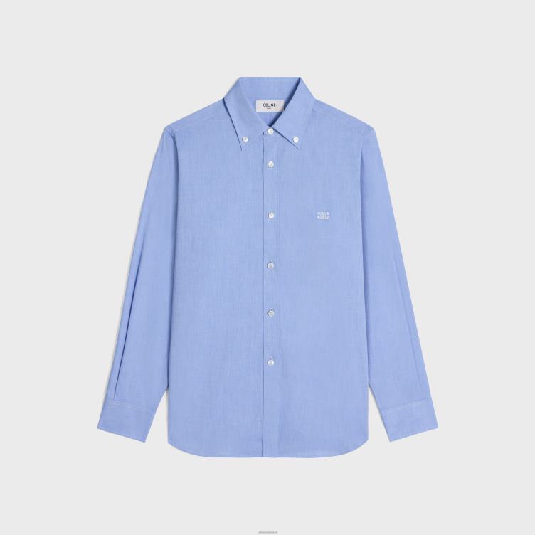 CELINE blauw azuur/craie tomboy-shirt van katoenen chambray 4TLH8576