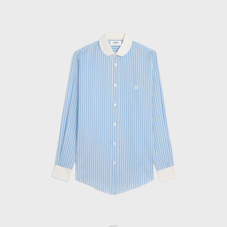 CELINE blauw/craie Romy overhemd van gestreepte zijde 4TLH8838