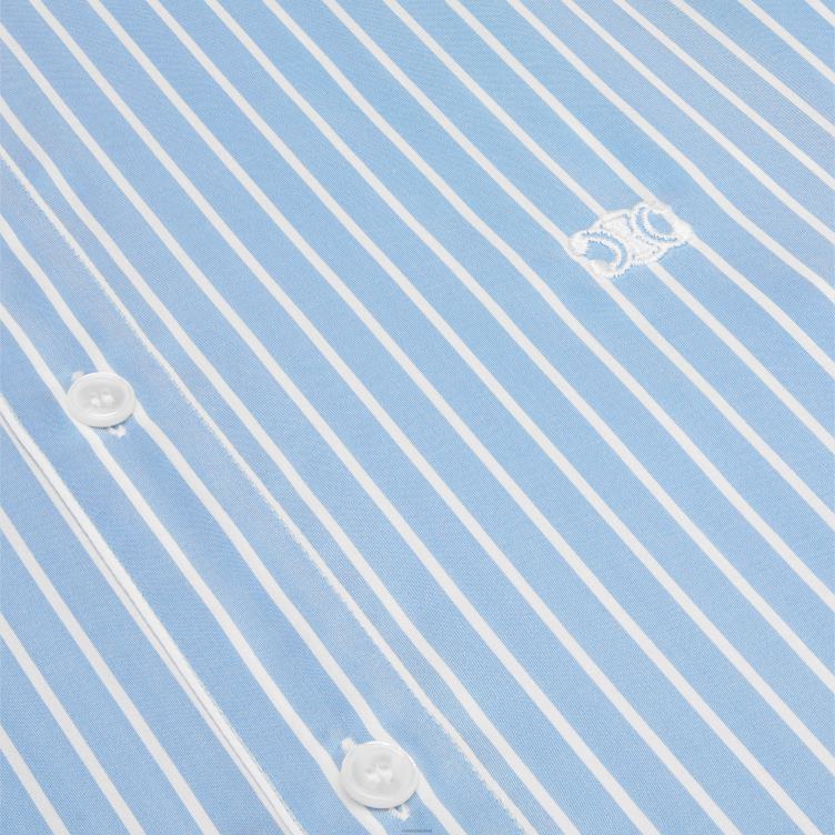 CELINE blauw/craie Romy overhemd van gestreepte zijde 4TLH8838