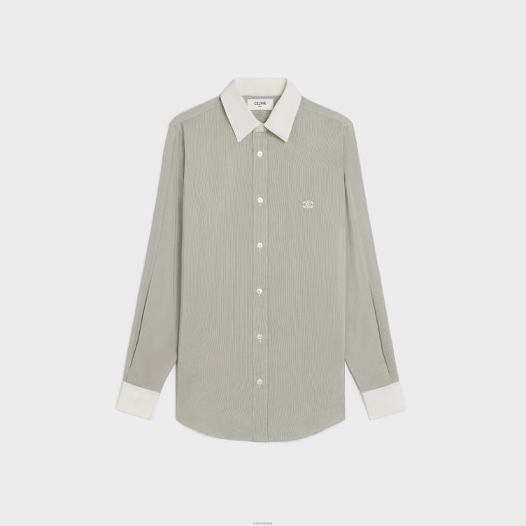 CELINE craie/noir Romy overhemd van gestreepte zijde 4TLH8837