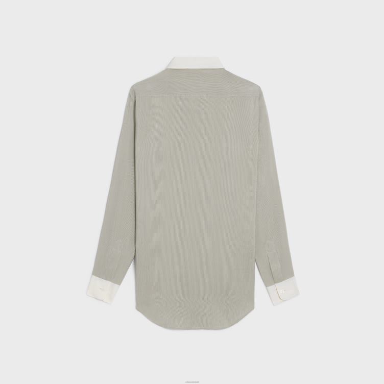 CELINE craie/noir Romy overhemd van gestreepte zijde 4TLH8837