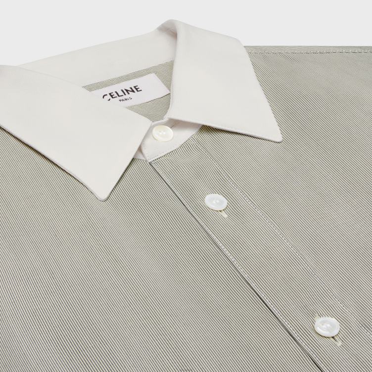 CELINE craie/noir Romy overhemd van gestreepte zijde 4TLH8837