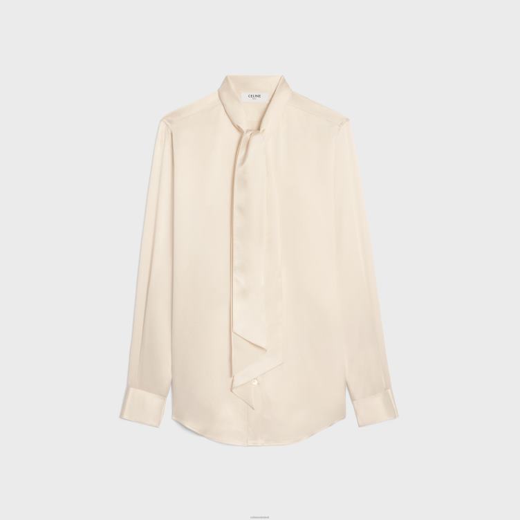 CELINE gebroken wit Romy overhemd van satijnzijde 4TLH8829
