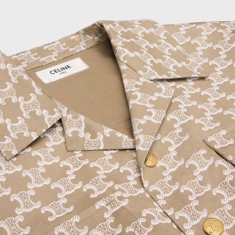 CELINE gebroken wit/beige cropped overhemd van technisch katoen 4TLH8639