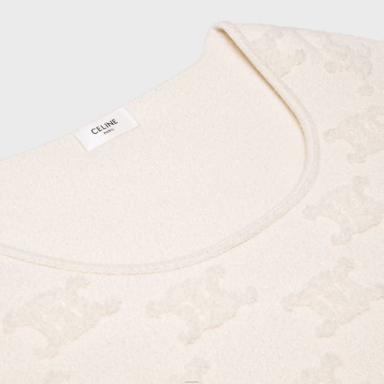 CELINE gebroken wit triomphe crop top van katoenen bouclé 4TLH8848