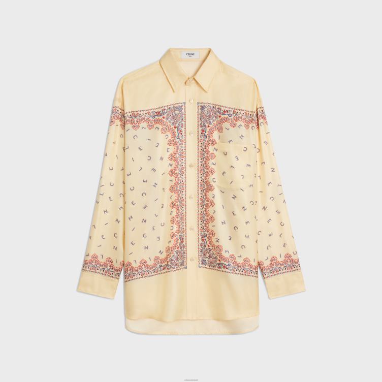 CELINE geel/rood/blauw Een oversized overhemd van zijdekeper 4TLH8831