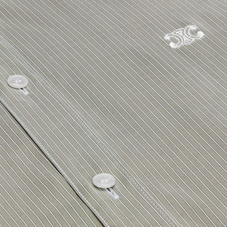 CELINE grijs clair/craie/antraciet Romy overhemd van gestreepte zijde 4TLH8836