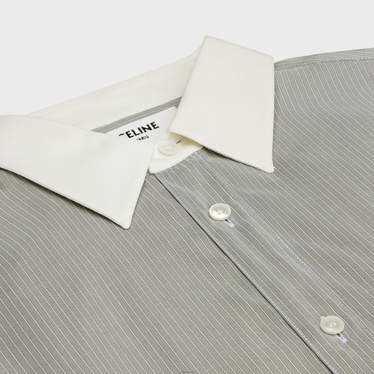 CELINE grijs clair/craie/antraciet Romy overhemd van gestreepte zijde 4TLH8836
