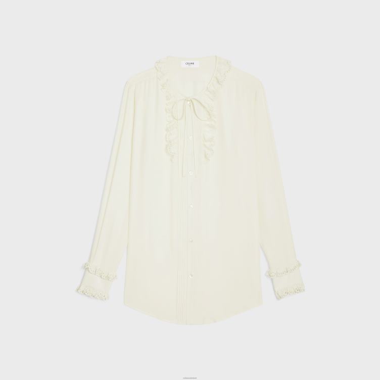 CELINE ivoor Romy overhemd van zijden crêpe en acetaat 4TLH8828