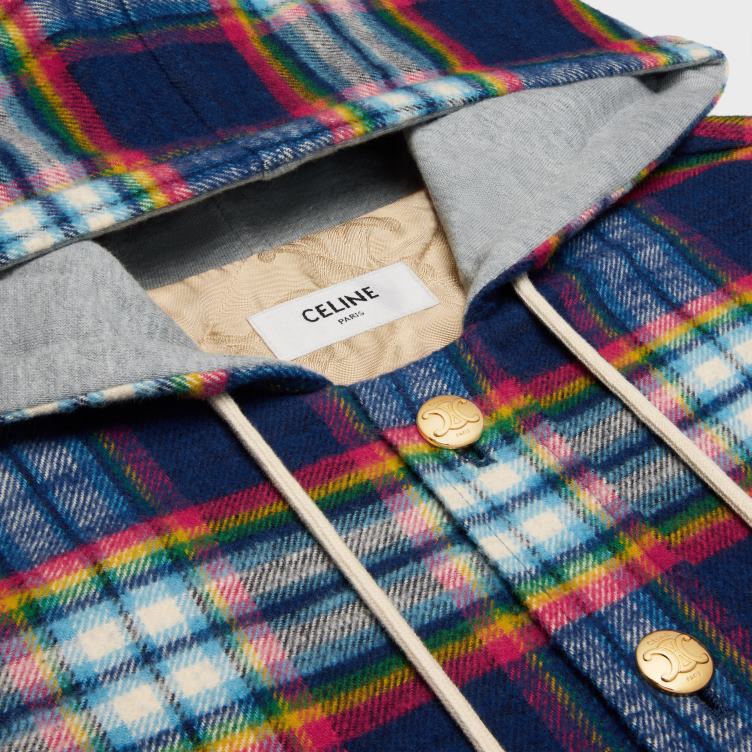 CELINE marine gewatteerd overshirt van geruit katoen 4TLH8631