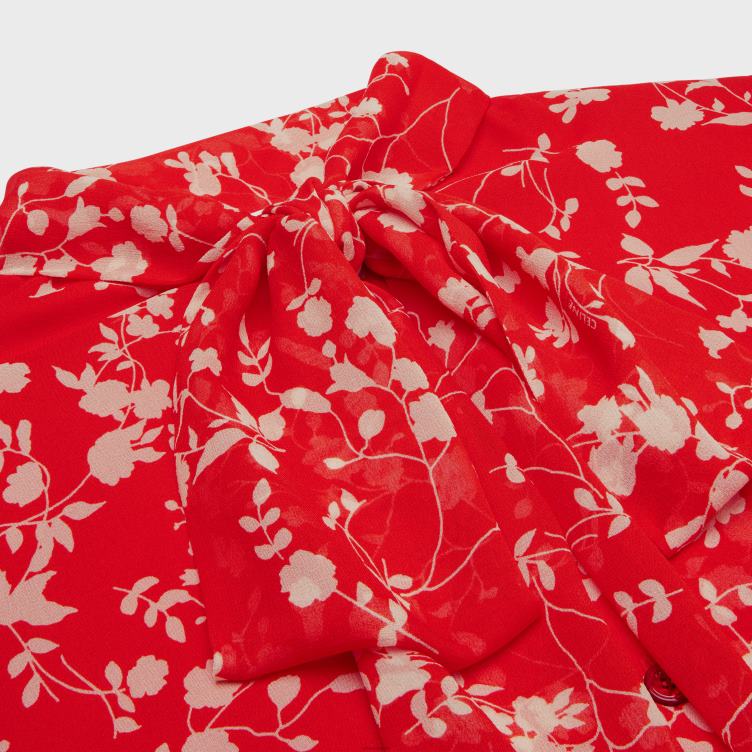 CELINE rood/craie Lavalliere blouse van zijde Georgette 4TLH8842