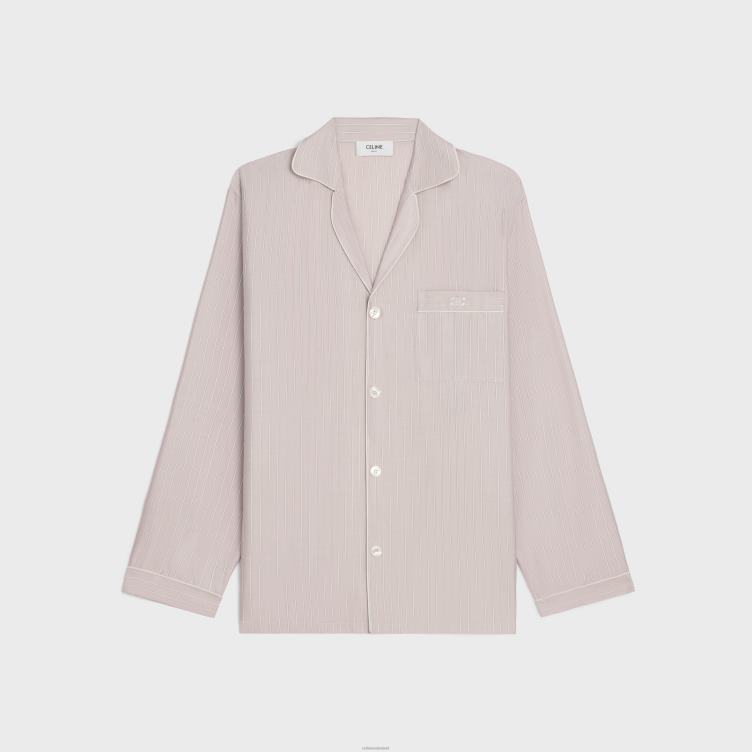 CELINE roos clair/craie pyjamashirt van gestreepte zijde 4TLH8681