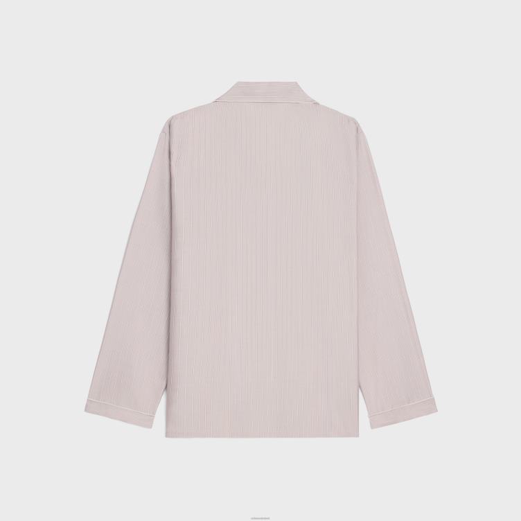 CELINE roos clair/craie pyjamashirt van gestreepte zijde 4TLH8681