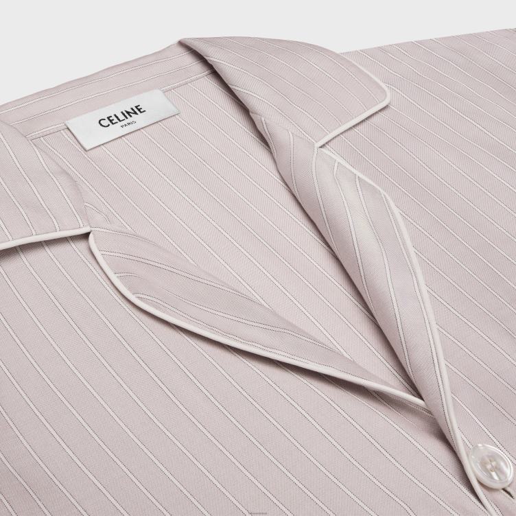 CELINE roos clair/craie pyjamashirt van gestreepte zijde 4TLH8681