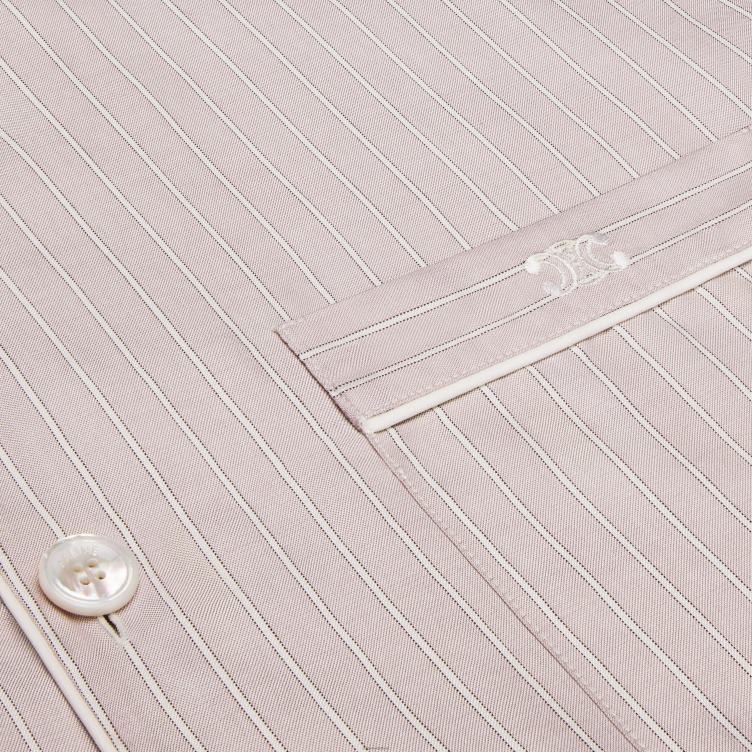 CELINE roos clair/craie pyjamashirt van gestreepte zijde 4TLH8681