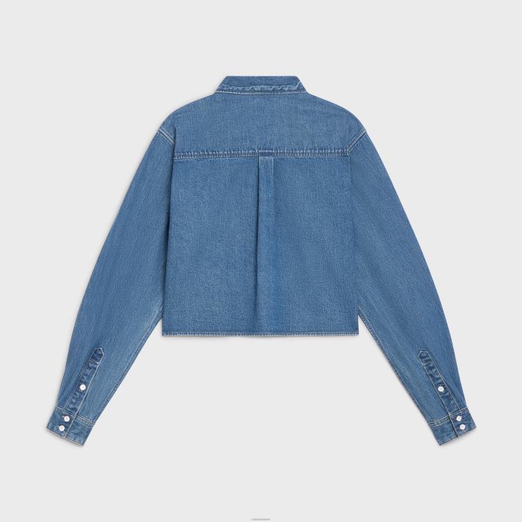 CELINE unie oceaanwas cropped overhemd van denim 4TLH8834