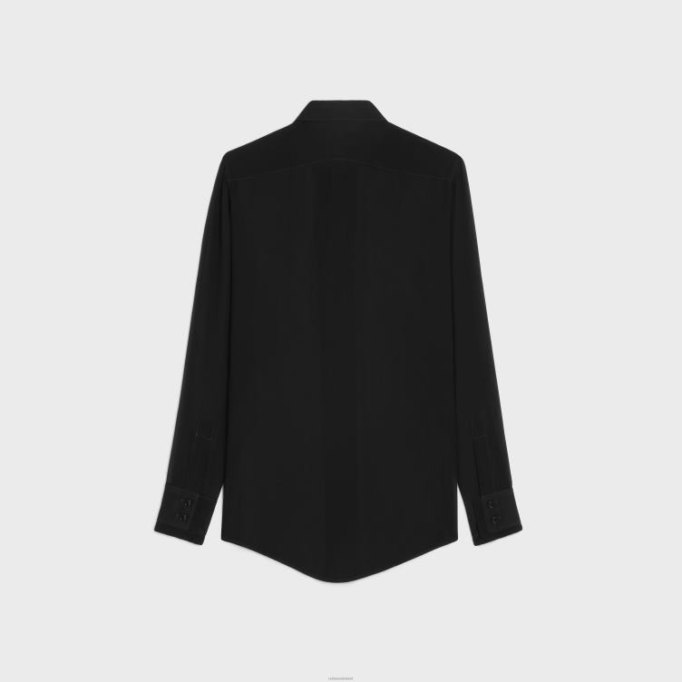 CELINE zwart Romy overhemd van zijde Georgette 4TLH8636