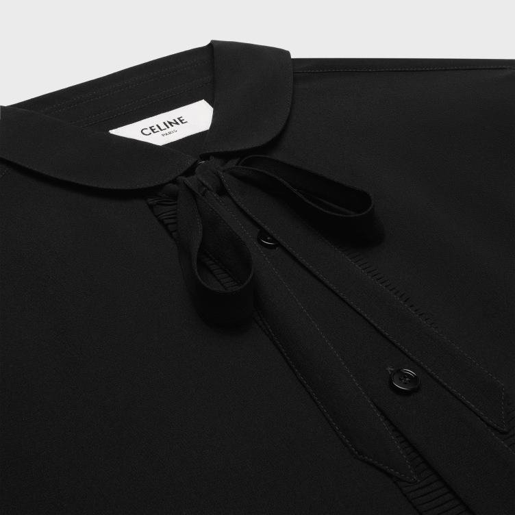 CELINE zwart Romy overhemd van zijde Georgette 4TLH8636