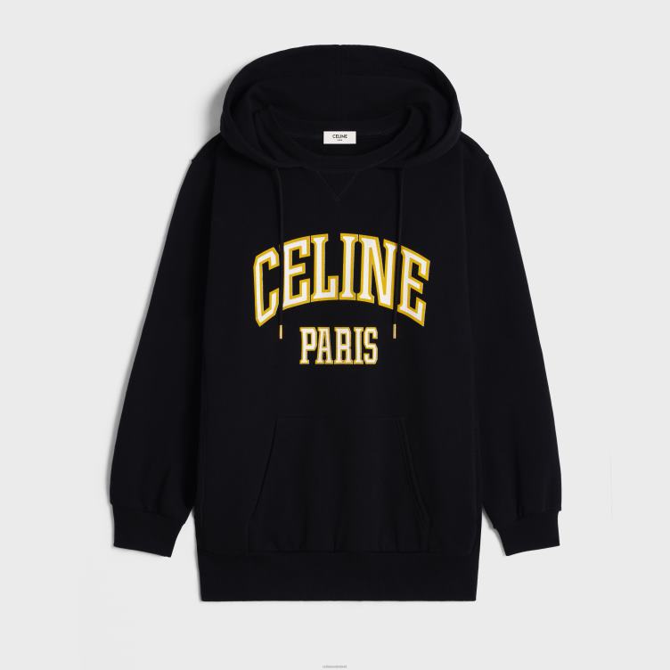 CELINE zwart/geel/wit Oversized hoodie van katoenfleece 4TLH8669