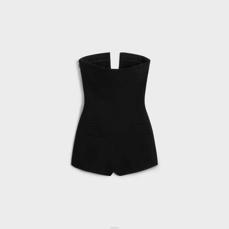 CELINE zwart korte jumpsuit van dubbele wol 4TLH8656