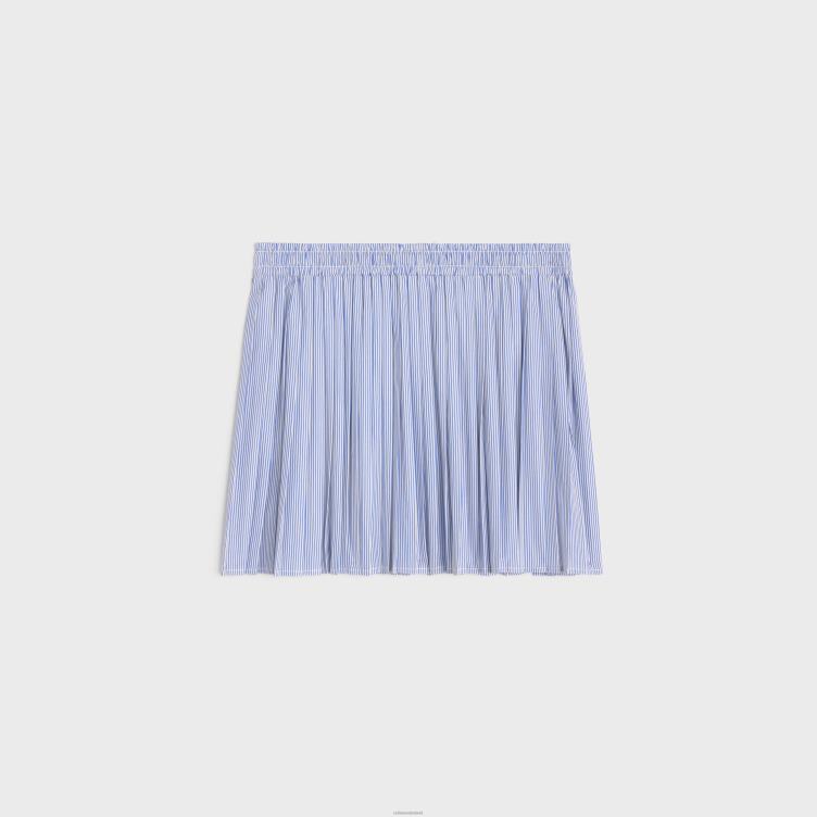 CELINE blanco/marine geplooide pyjamarok van gestreept katoen 4TLH8826