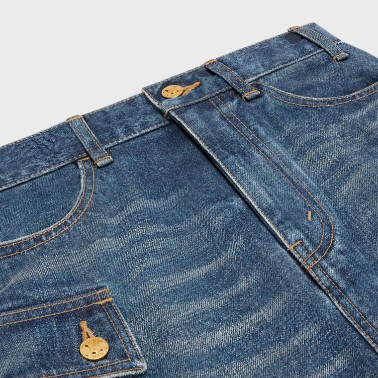 CELINE donkere uniewassing Cargo-minirok van denim 4TLH8823