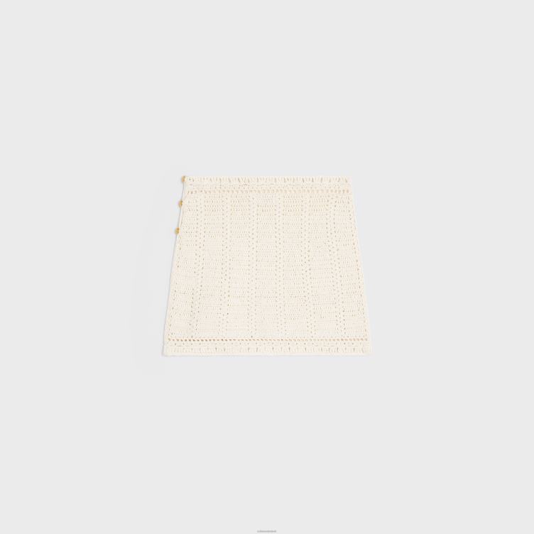 CELINE gebroken wit minirok van gehaakt katoen 4TLH8820