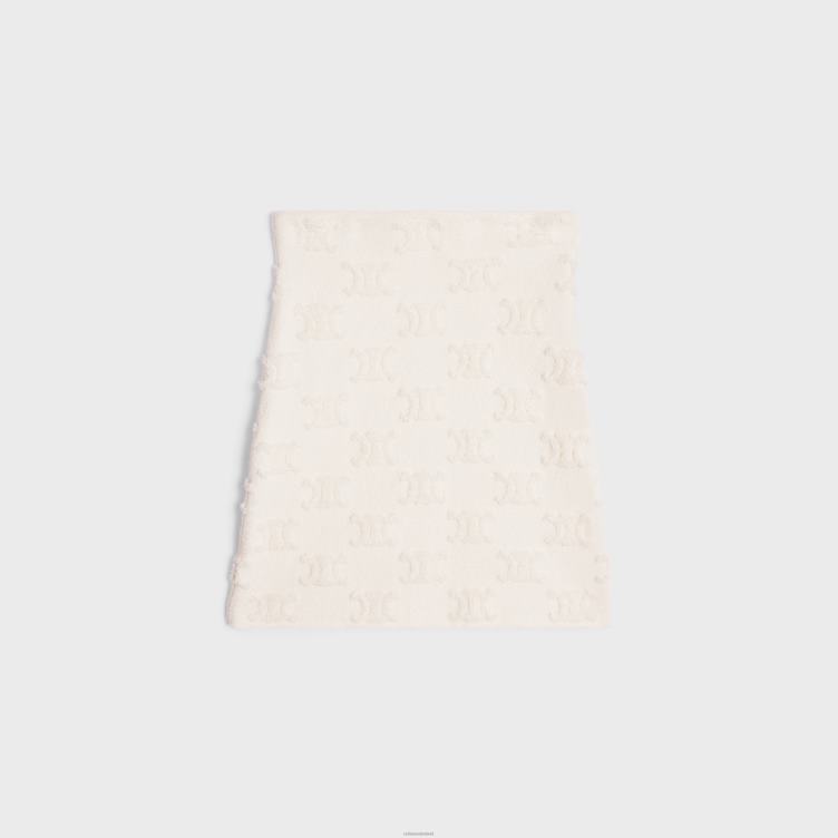 CELINE gebroken wit minirok van triomphe katoenen bouclé 4TLH8818