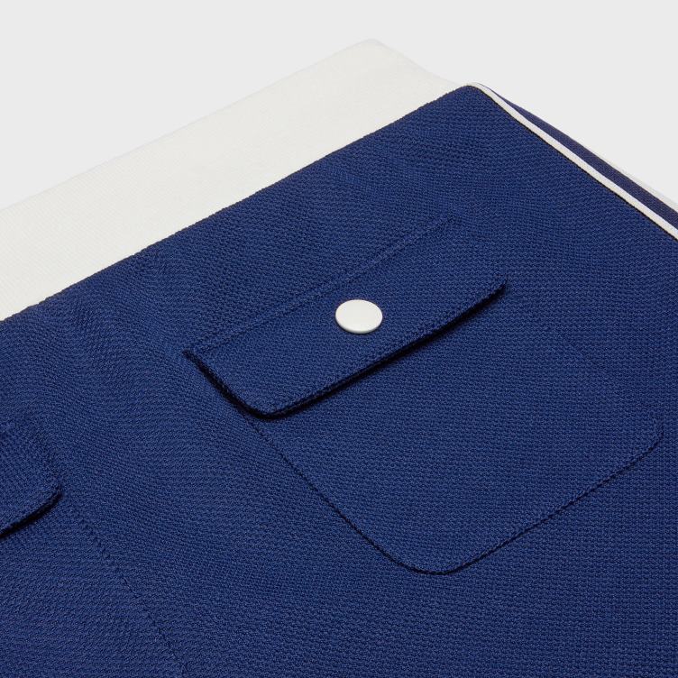 CELINE marineblauw/gebroken wit minirok van getextureerd jersey 4TLH8827