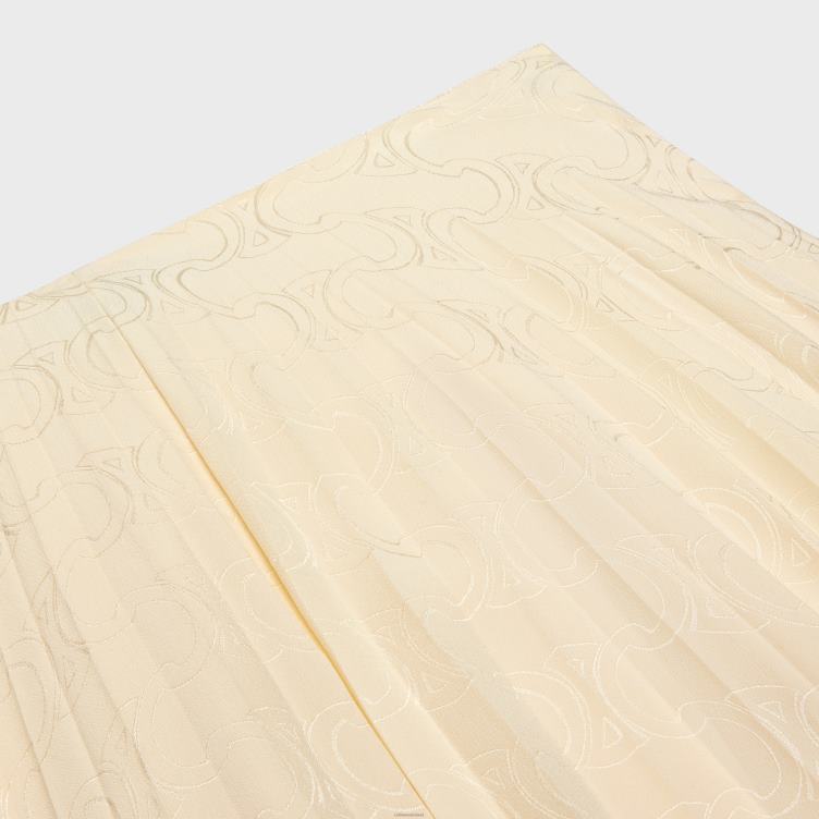 CELINE metaal blanco Geplooide midirok van zijdejacquard 4TLH8812