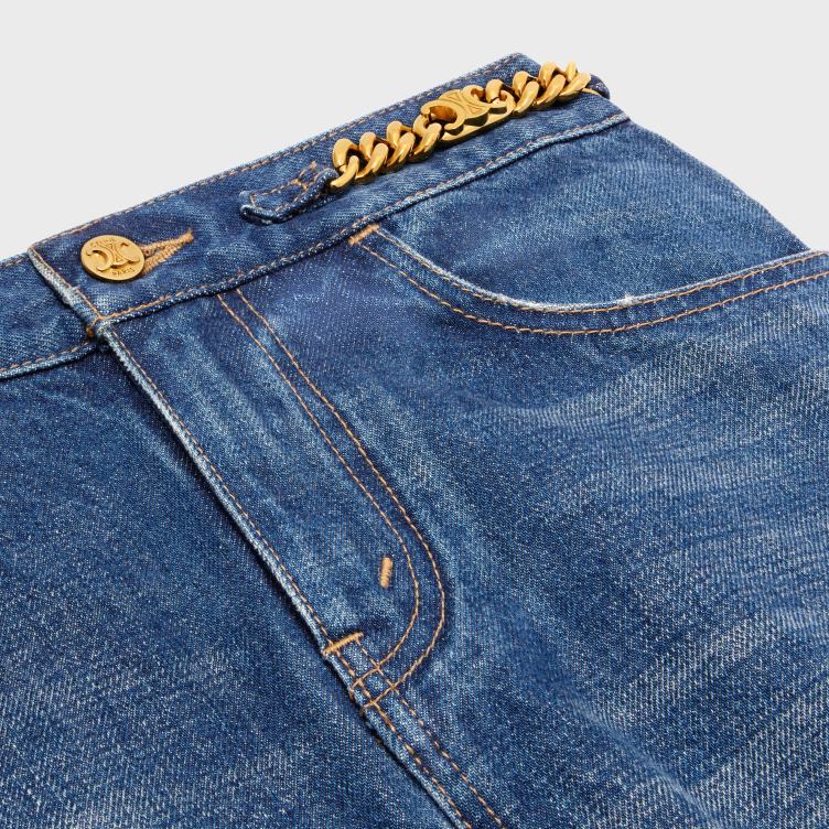 CELINE schone donkere uniewas minirok van denim 4TLH8824