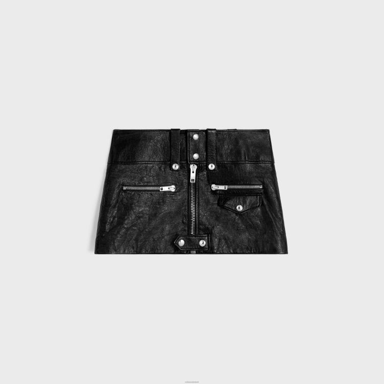 CELINE zwart minirok van zacht lamsleer 4TLH8556