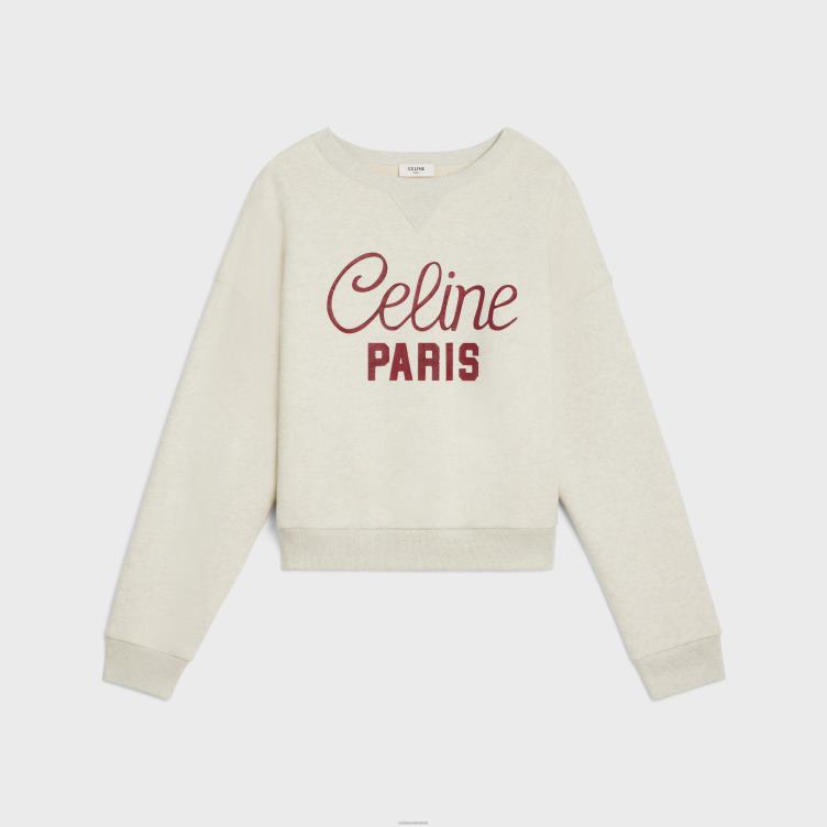 CELINE beige gemêleerd/bordeaux sweatshirt van katoenfleece 4TLH8671
