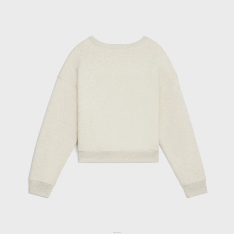 CELINE beige gemêleerd/bordeaux sweatshirt van katoenfleece 4TLH8671