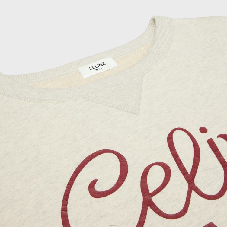 CELINE beige gemêleerd/bordeaux sweatshirt van katoenfleece 4TLH8671