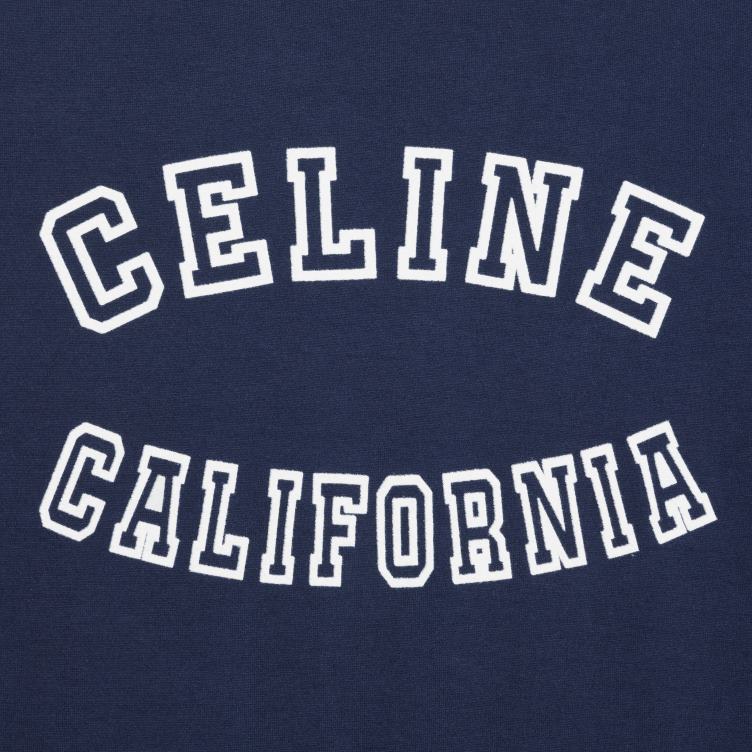 CELINE bleu nuit/citroentaart/off wh Californië jaren 70 T-shirt van katoenen jersey 4TLH8776