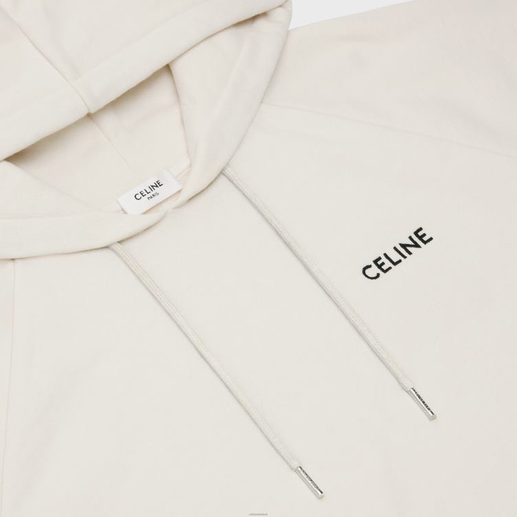 CELINE crème/zwart cropped hoodie van katoenfleece 4TLH8783